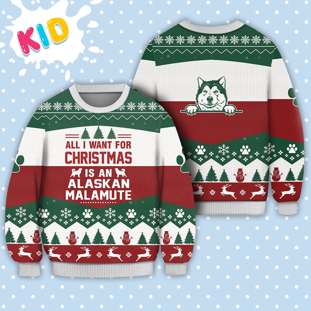 Alaskan Malamute All I Want For Christmas Sweater Christmas Knitted Print Sweatshirt - Best Gift For Christmas, Noel - Christmas Signature