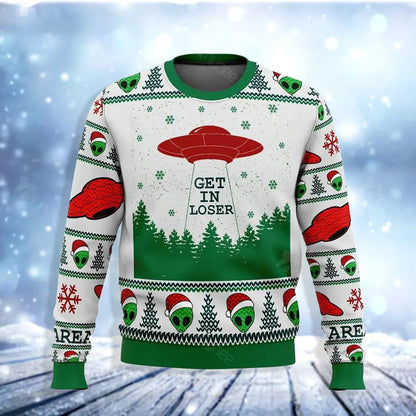 Alien Get In Loser Ugly Christmas Sweater For Men & Women Christmas Gift Sweater US3690